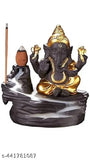 Divcoll resin figurines: Adiyogi, Mahadev, Shiv Shankara, and yellow Ganesh smoke backflow combo with free cones (10cm each)