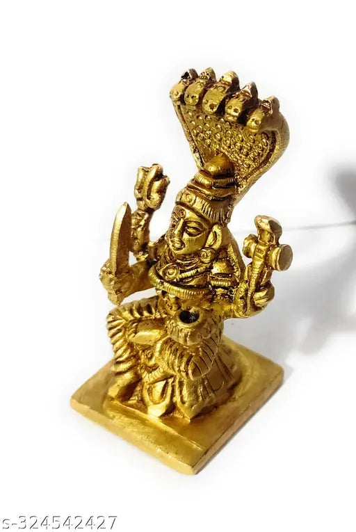 Brass karmari statue decorative showpiece (200gm), Indian handcrafted idol (4cm x 8cm x 4cm)