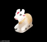 White marble hand-painted Shiva Nandi statue, handicraft artifact for home decor or temple, 5cm x 4cm x 2cm, Lord Mahadev's vehicle