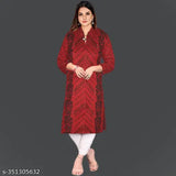 Woolen printed a-line kurti for women's winter, three-quarter sleeves, M - XXL sizes from India
