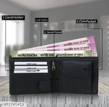 Men's faux leather wallet, solid pattern, new model, 2 compartments, free size (L12cm x W9cm), Indian origin