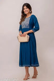 Rayon embroidered Anarkali kurti, solid combo in three-quarter sleeves. New Women's design by SF Textiles, India." (124 characters)