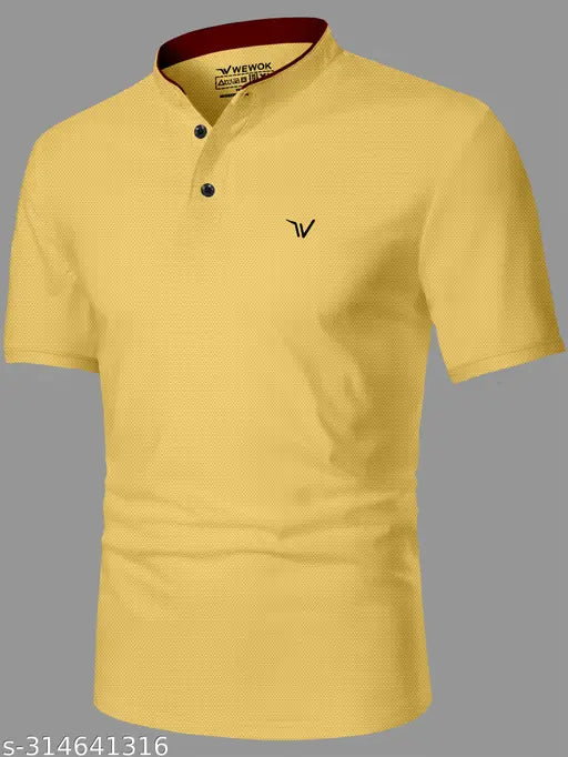 Mens regular colors casual wear short sleeve printed polycotton t-shirt, size M (38in chest, 27in length), India
