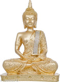 Gold polyresin Buddha statue, meditating sitting Samadhi decorative showpiece from The Craft House, ideal for home décor or table top