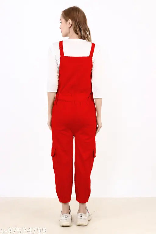 Women's relaxed fit cotton jumpsuit, three-quarter sleeves, solid color for party wear. Comfortable and skin-friendly, originates from India