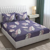 Glace Cotton premium quality fitted double bedsheet with botanical print, ideal for summer