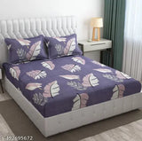 Glace Cotton premium quality fitted double bedsheet with botanical print, ideal for summer