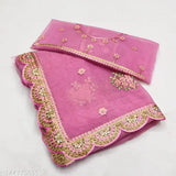 Heavy net fabric embroidered party wear wedding saree with diamond work, Indian origin