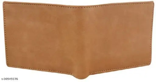 Men's Khakhi Artificial Leather Mini Wallet - 3 Card Slots, compact faux leather accessory for casual outings with a stylish design and roomy currency compartments