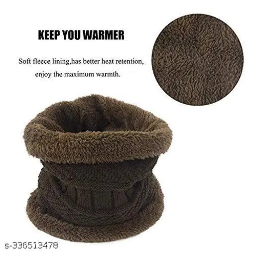 Wool unisex beanie & muffler scarf set, stay warm in style - soft textured knit for men & women (India)