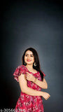 Fancy Georgette kurta with short sleeves and floral print for women, big sizes available, exclusive anarkali style