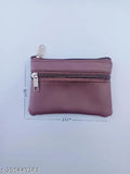 Leather small wallet for women, men, girls, boys with 2 compartments and solid pattern, Indian-made zipper wallet for credit cards and money