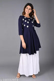 Rayon embroidered kurta & sharara set for women, three-quarter sleeves, intricately embellished Indian ethnic wear