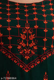 Green rayon three-quarter sleeve embroidered combo, single size M, Indian fashion on mannequin