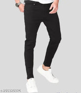 Mens slim fit black jeans, polycotton, 100% pre-shrunk, high quality, made for India, size chart included