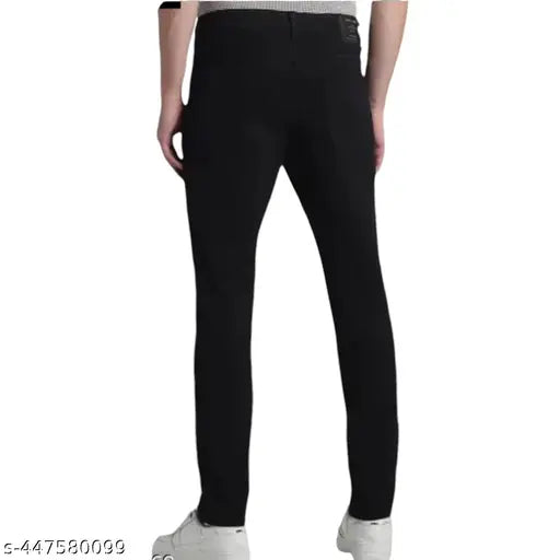 Cotton solid Z black men's teddy jeans, stylish fit for sizes 28-34 from India