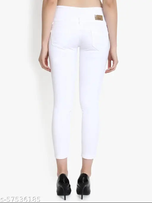 High waist skinny fit denim jeans (Denim/Elastane), women's stretchable jeans in various sizes: 28", 30", 32", 34". Premium quality, comfortable, perfect for casual to formal wear