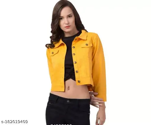 Cotton net girls' crop jacket, India-made style for S, M, L, XL sizes (36in/21in, 38in/21in, 40in/21in, 42in/21in)