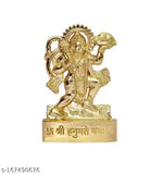 Gold-plated Hanuman idol, Indian decorative showpiece for pooja, 3.5x1.5x10 inches