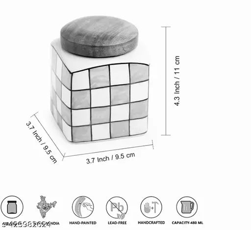 Ceramic airtight kitchen canister set (3pc) with bamboo lids - great for coffee, sugar, tea storage