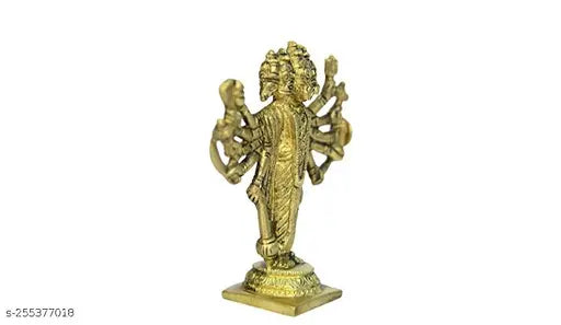 Gold-plated Panchmukhi Hanuman idol, intricately detailed Indian deity figure, 3.5" x 5" x 1.5" in size