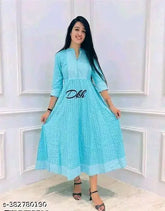Rayon extra-large anarkali long kurta, printed combo, three-quarter sleeves, Indian fashion wear