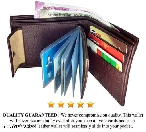 Solid net, premium PU wallet for men by RoyalWing Uinicq. Stainless steel credit card holder with 5 compartments, free size