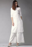 Attractive cotton kurta sets with palazzos, solid net design, sizes S-XXL
