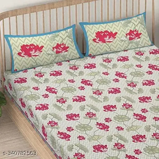 Multi-colored printed cotton flat sheets, superfine floral pattern, ideal for summer adult bedding (90x108 inches), Pune cotton, made in India