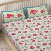 Multi-colored printed cotton flat sheets, superfine floral pattern, ideal for summer adult bedding (90x108 inches), Pune cotton, made in India