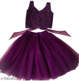 Taffeta silk & acrylic baby lahenga choli with sleeveless embroidered top and solid lehenga. 1 pc, sizes 2-3, 3-4, 4-5, 5-6 years old