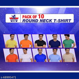 Pack of 10 solid polyester short sleeve t-shirts, assorted sizes for unisex fashion