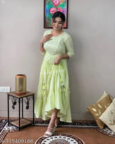 Embroidered cotton three-quarter sleeve shirt Luricus, Indian ethnic wear for large sizes (50in bust 48in length, 52in bust 48in length, 54in bust 48in length)