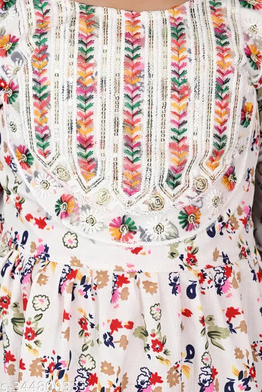 Modern girls Kurta Palazoo set, printed A-line sharara with three-quarter sleeves, cotton blend fabric. Indian fashion for kids ages 4-12 years