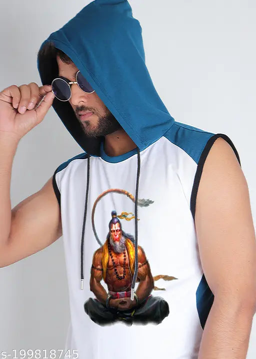 Polycotton Ram Bajrangi round neck tee, sleeveless, India origin