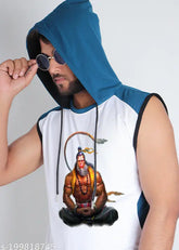 Blue polycotton Ram Bajrangi round neck tee, comfortable clothing for all seasons