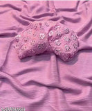 Pink Georgette saree with embroidered blouse, intricate work on display