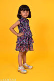 Floral printed chiffon frill frock, sleeveless, 2-3 years, India