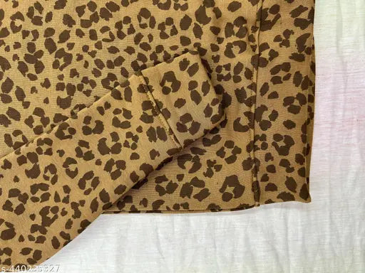 Printed cotton hoodie for boys, all-over design with cuffed hem and bottom, size 8-9 years, India origin