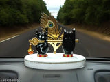 Black & white mini Krishna hand flute idol for car dashboard or office table, crafted from high-quality resin material