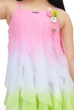 Multicolor silk sleeveless kids' dresses for parties, weddings, and festivals - Indian origin