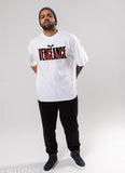 White polycotton men's superheroes round t-shirt, printed design on chest, M-XL sizes available