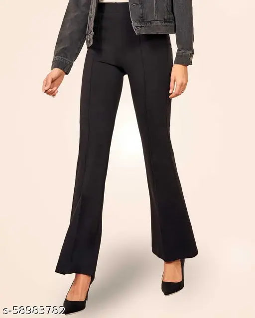 Solid cotton blend bootcut trouser, superior Lycra for women's style and comfort (size 24, 26 or 28)
