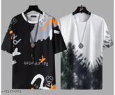 Casual Lycra t-shirts for men, printed short sleeve, India origin, size S-XL on display rack