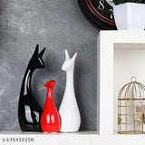 Hand-polished ceramic deer family statue set (Deer Dad, Deer Mom, Deer Baby), traditional and elegant, 6cmx25cmx7cm each, perfect for home decor living room