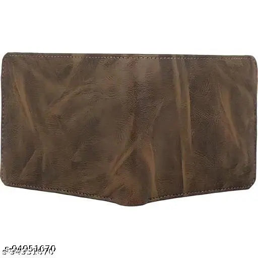 Brown faux leather men's wallet, durable design with 2 compartments, exclusive Indian craftsmanship
