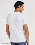 White half-sleeve life line t-shirt for men and boys, printed with a net pattern, short sleeves, made of polyester