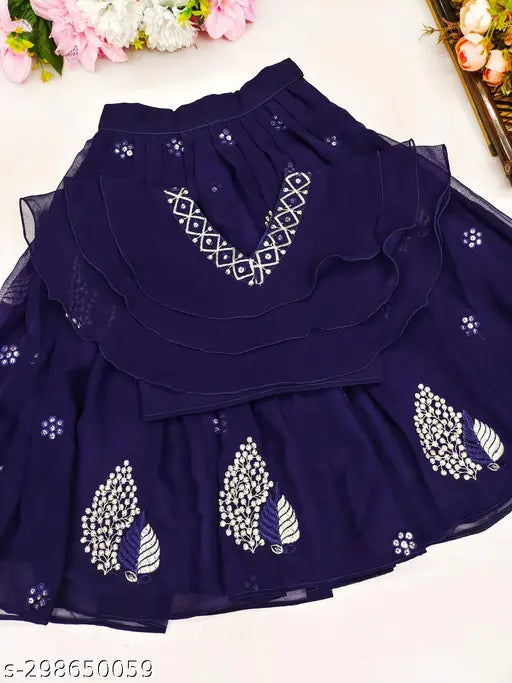 Embroidered Georgette Lehenga Choli for girls, 2-3 Years - Indian ethnic wear for parties and special occasions