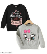 Kids girls cotton sweatshirt, long sleeves, printed pattern, colorful design, suitable for active play