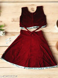 Velvet embellished kids lehenga choli, party occasion wear for toddlers (14in waist, 17in length)